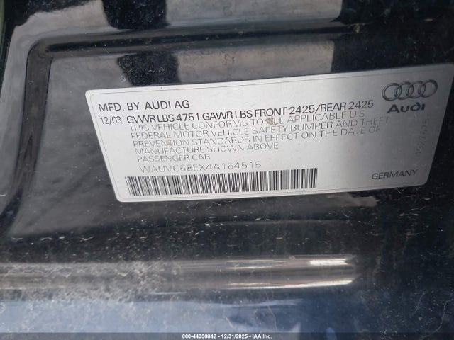 2004 AUDI A4 WAUVC68EX4A164515 Photo 8