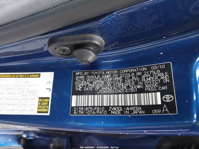 Aukcja sprzedaży 2010 Toyota Prius Ii, vin: JTDKN3DU2A0147351, numer aukcji: 44050851