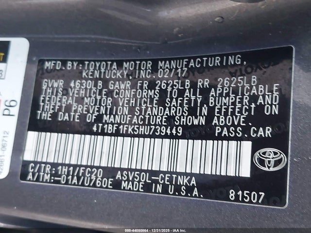 4T1BF1FK5HU739449 Toyota CAMRY LE