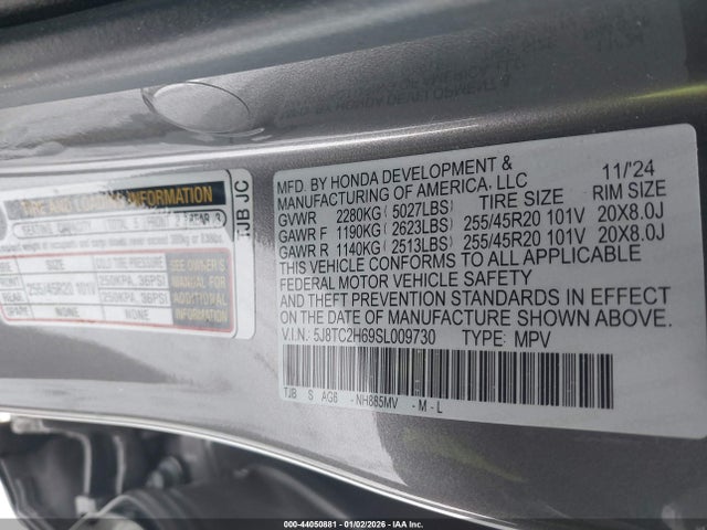 Aukcja sprzedaży 2025 Acura Rdx A-spec Package, vin: 5J8TC2H69SL009730, numer aukcji: 44050881