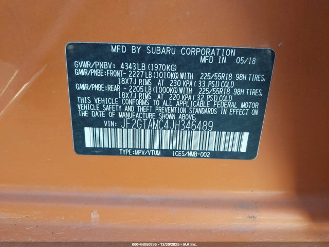 Продаж на аукціоні авто 2018 Subaru Crosstrek 2.0i Limited, vin: JF2GTAMC4JH346489, номер лоту: 44050895