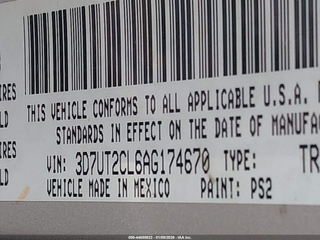 44050922 :رقم المزاد ، 3D7UT2CL6AG174670 vin ، 2010 Dodge Ram 2500 Slt مزاد بيع