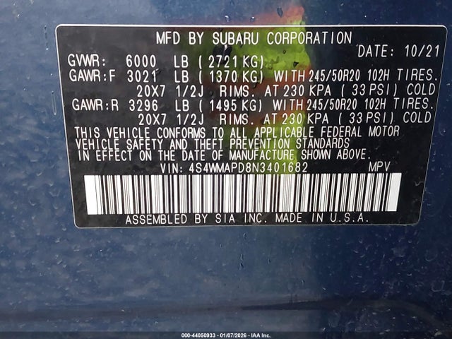 2022 SUBARU ASCENT 4S4WMAPD8N3401682 Photo 8