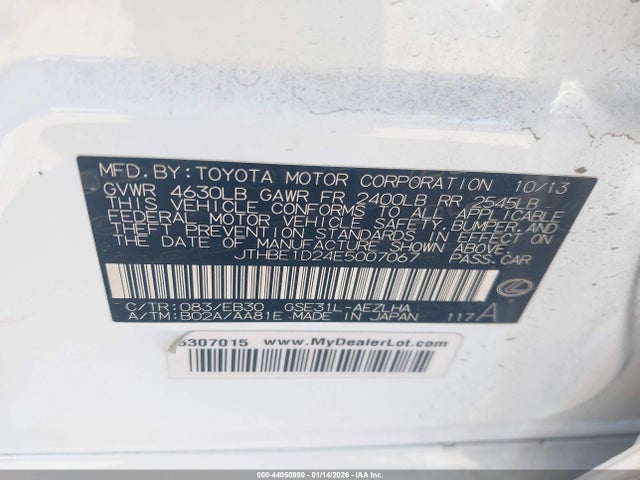 2014 LEXUS IS 350 JTHBE1D24E5007067 Photo 8