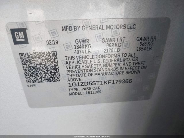 2019 CHEVROLET MALIBU 1G1ZD5ST1KF179366 Photo 8