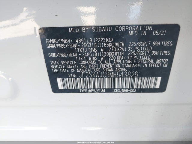 JF2SKAJC9MH543826 Subaru Forester Premium