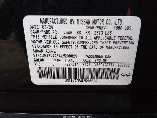 JN1EV7AP4LM208829 Infiniti Q50 PURE