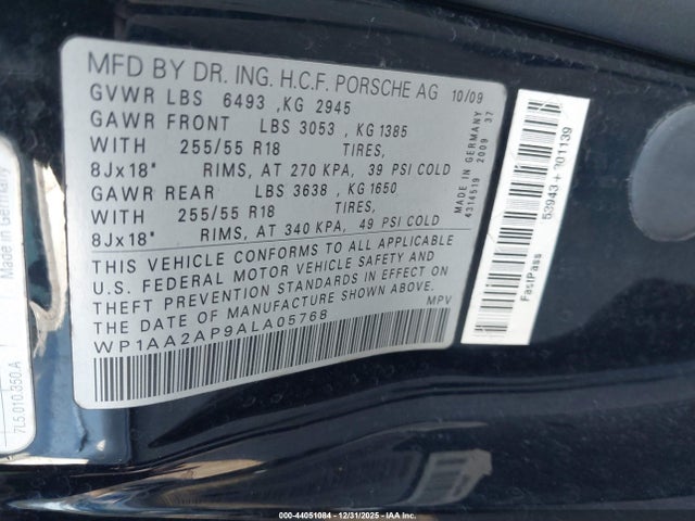 2010 PORSCHE CAYENNE WP1AA2AP9ALA05768 Photo 8
