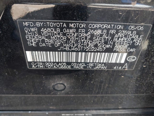 2007 LEXUS ES 350 JTHBJ46G172022457 Photo 8