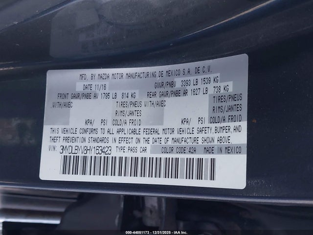 3MYDLBYV8HY163423 Toyota YARIS IA