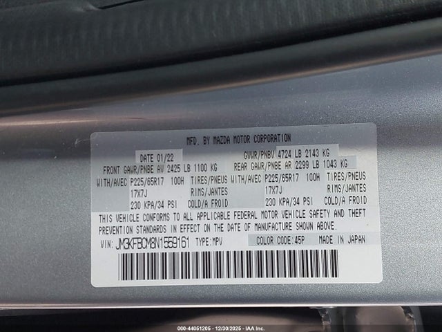 2022 MAZDA CX-5 JM3KFBCM8N1559161 Photo 8