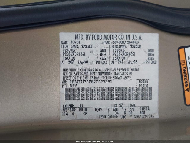 2002 FORD EXPLORER 1FMZU73E82ZB27391 Photo 8