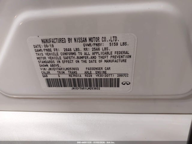 Aukcja sprzedaży 2020 Infiniti Q50 Edition 30 Awd, vin: JN1EV7AR1LM253602, numer aukcji: 44051320
