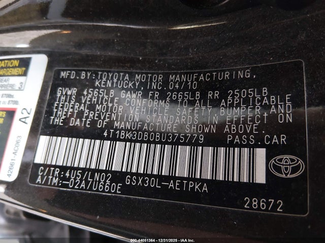 2011 TOYOTA AVALON 4T1BK3DB0BU375779 Photo 8
