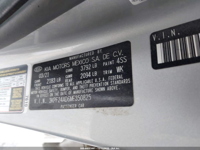3KPF24AD6ME350825 KIA Forte Lxs