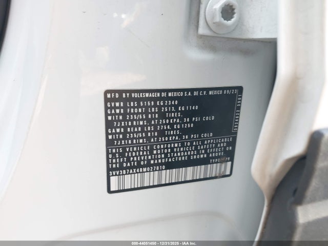 2024 Volkswagen Tiguan მანქანა იყიდება აუქციონზე, vin: 3VV3B7AX4RM027810, აუქციონის ნომერი: 44051450