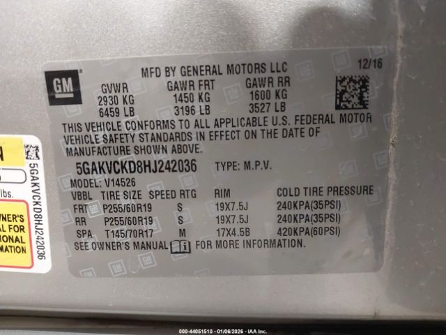 2017 BUICK ENCLAVE 5GAKVCKD8HJ242036 Photo 8