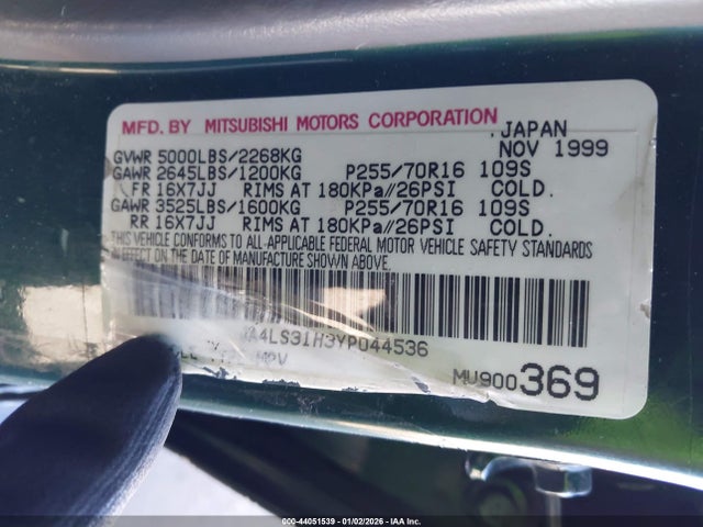 2000 MITSUBISHI MONTERO SPORT JA4LS31H3YP044536 Photo 8