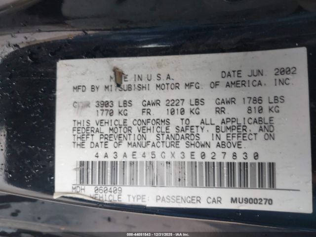 2003 MITSUBISHI ECLIPSE SPYDER 4A3AE45GX3E027830 Photo 8