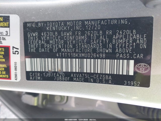 4T1T11BKXMU026498 Toyota Camry Se Awd
