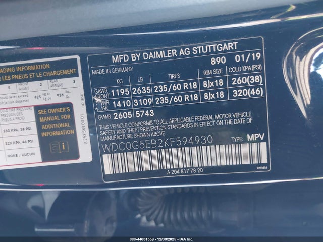 WDC0G5EB2KF594930 Mercedes-Benz Glc 350e 4matic