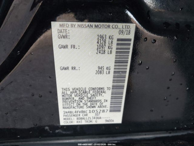 2019 NISSAN ALTIMA 1N4BL4FV8KC105287 Photo 8
