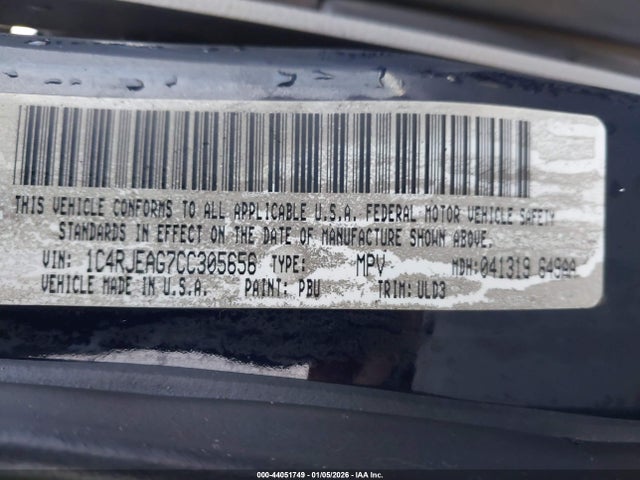 44051749 :رقم المزاد ، 1C4RJEAG7CC305656 vin ، 2012 Jeep Grand Cherokee Laredo مزاد بيع