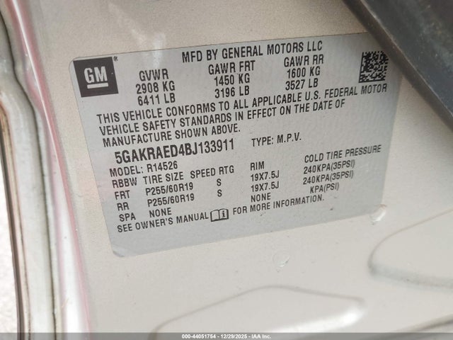 2011 BUICK ENCLAVE 5GAKRAED4BJ133911 Photo 8