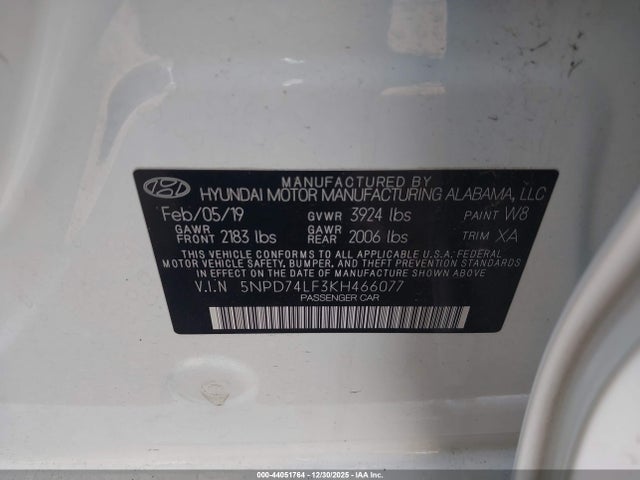 Hyundai ELANTRA SE 2019 5NPD74LF3KH466077 Image 9