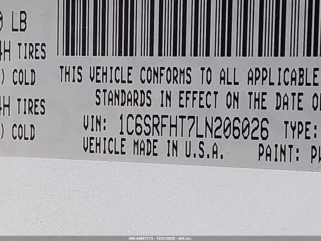 Продаж на аукціоні авто 2020 Ram 1500 Limited  4x4 5'7 Box, vin: 1C6SRFHT7LN206026, номер лоту: 44051773
