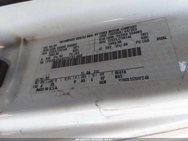 Продажа на аукционе авто 2000 Jayco Designer, vin: 1FDXE45SXYHC01480, номер лота: 44051775