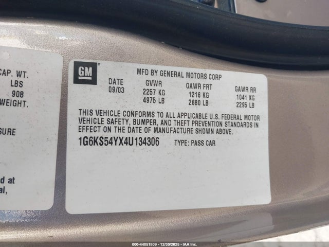 2004 CADILLAC SEVILLE 1G6KS54YX4U134306 Photo 8