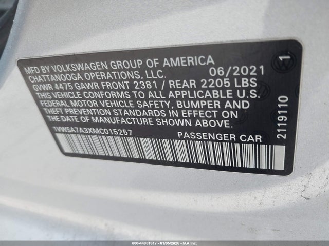 2021 VOLKSWAGEN PASSAT 1VWSA7A3XMC015257 Photo 8