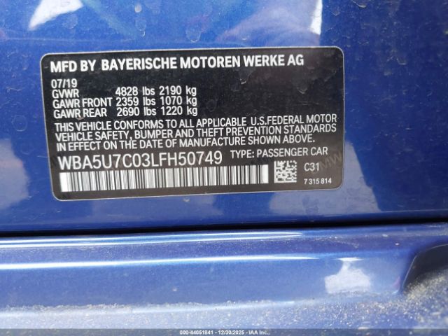 2020 BMW 3 SERIES WBA5U7C03LFH50749 Photo 8