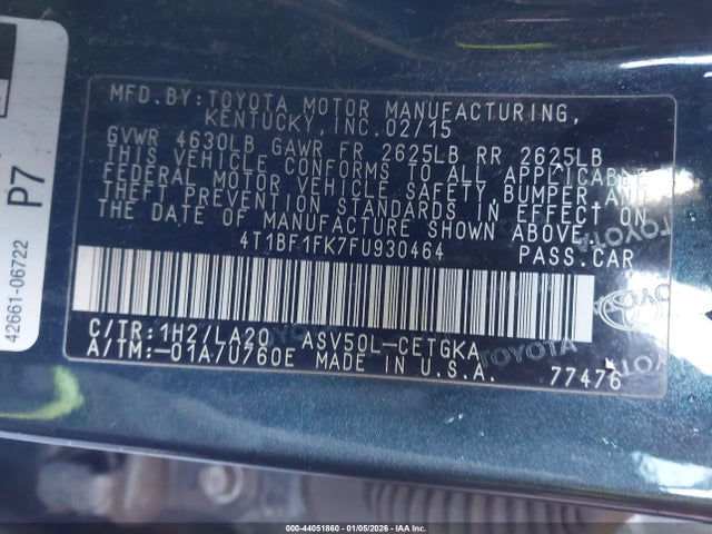 4T1BF1FK7FU930464 Toyota CAMRY XLE