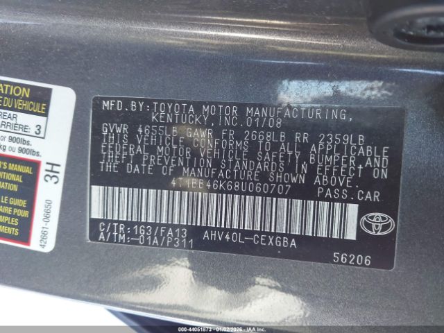 2008 TOYOTA CAMRY HYBRID 4T1BB46K68U060707 Photo 8