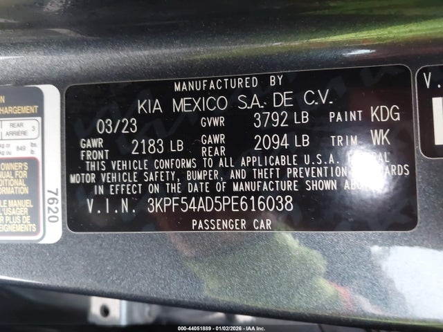 3KPF54AD5PE616038 KIA Forte Gt-line
