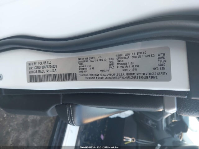 Aukcja sprzedaży 2023 Jeep Grand Cherokee 4xe, vin: 1C4RJYB68P8774058, numer aukcji: 44051930