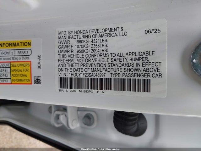 1HGCY1F23SA048997 Honda ACCORD LX