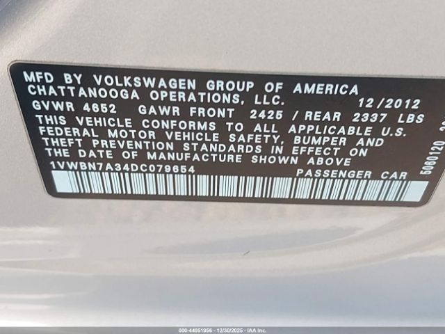 2013 VOLKSWAGEN PASSAT 1VWBN7A34DC079654 Photo 8