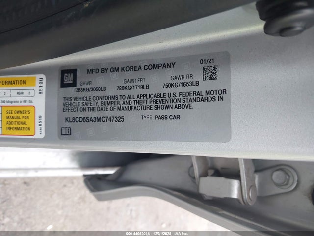 Chevrolet Spark Fwd 1lt Automatic 2021 KL8CD6SA3MC747325 Image 9