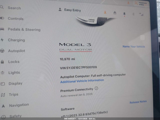5YJ3E1EC7PF500109 Tesla Model 3 Performance Dual Motor All-wheel Drive
