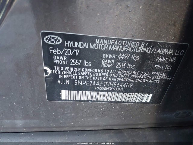 2017 HYUNDAI SONATA 5NPE24AF1HH564409 Photo 8
