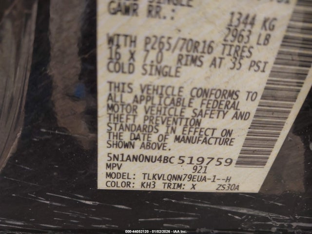 2011 NISSAN XTERRA 5N1AN0NU4BC519759 Photo 8