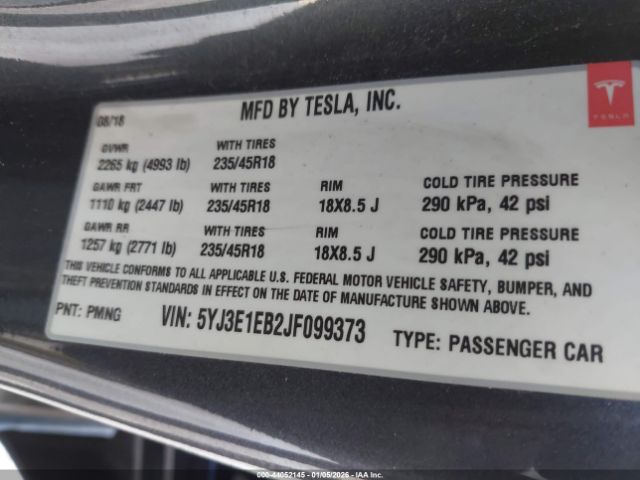 2018 TESLA MODEL 3 5YJ3E1EB2JF099373 Photo 8