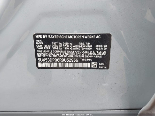 Aukcja sprzedaży 2024 Bmw X3 Xdrive30i, vin: 5UX53DP06R9U52956, numer aukcji: 44052153