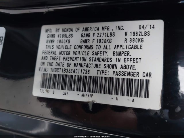 Honda Accord Lx-s 2014 1HGCT1B38EA011736 Image 9