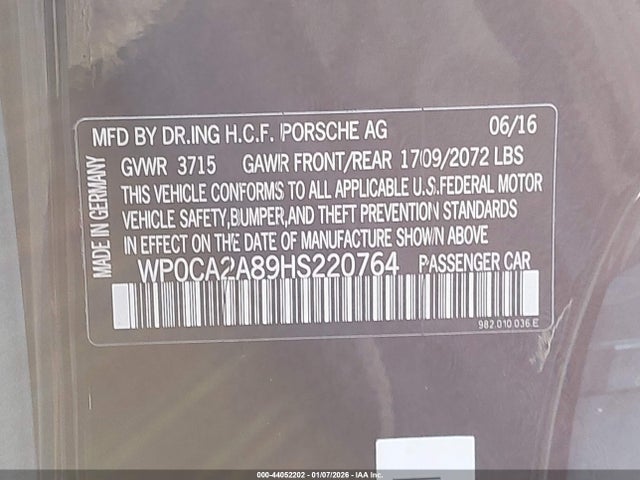 2017 PORSCHE 718 BOXSTER WP0CA2A89HS220764 Photo 8