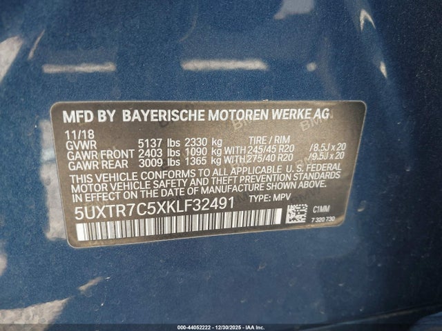 BMW X3 Sdrive30i 2019 5UXTR7C5XKLF32491 Image 9