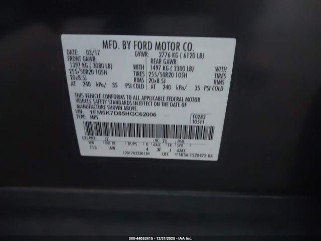 1FM5K7D85HGC62006 Ford EXPLORER XLT